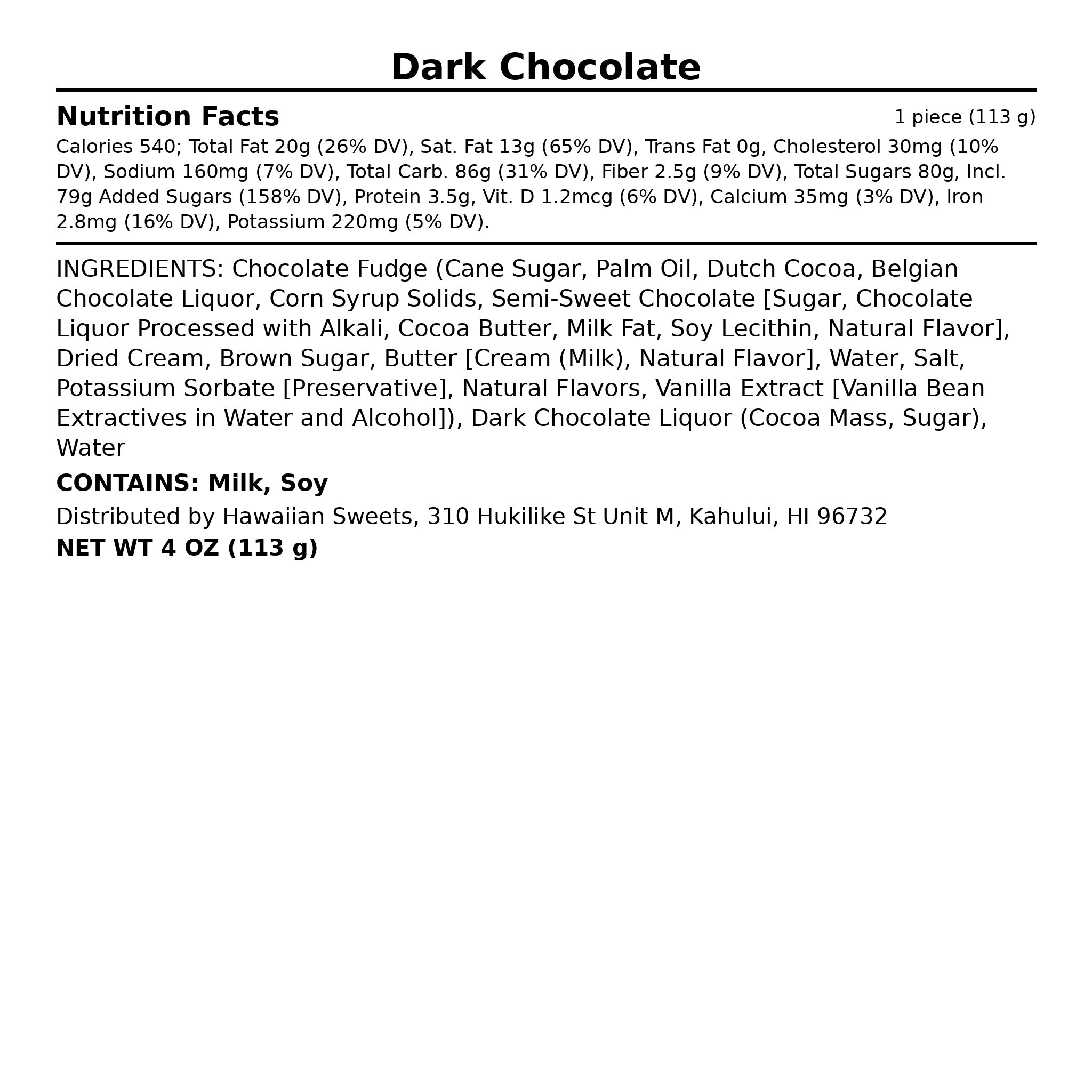 Dark Chocolate Fudge