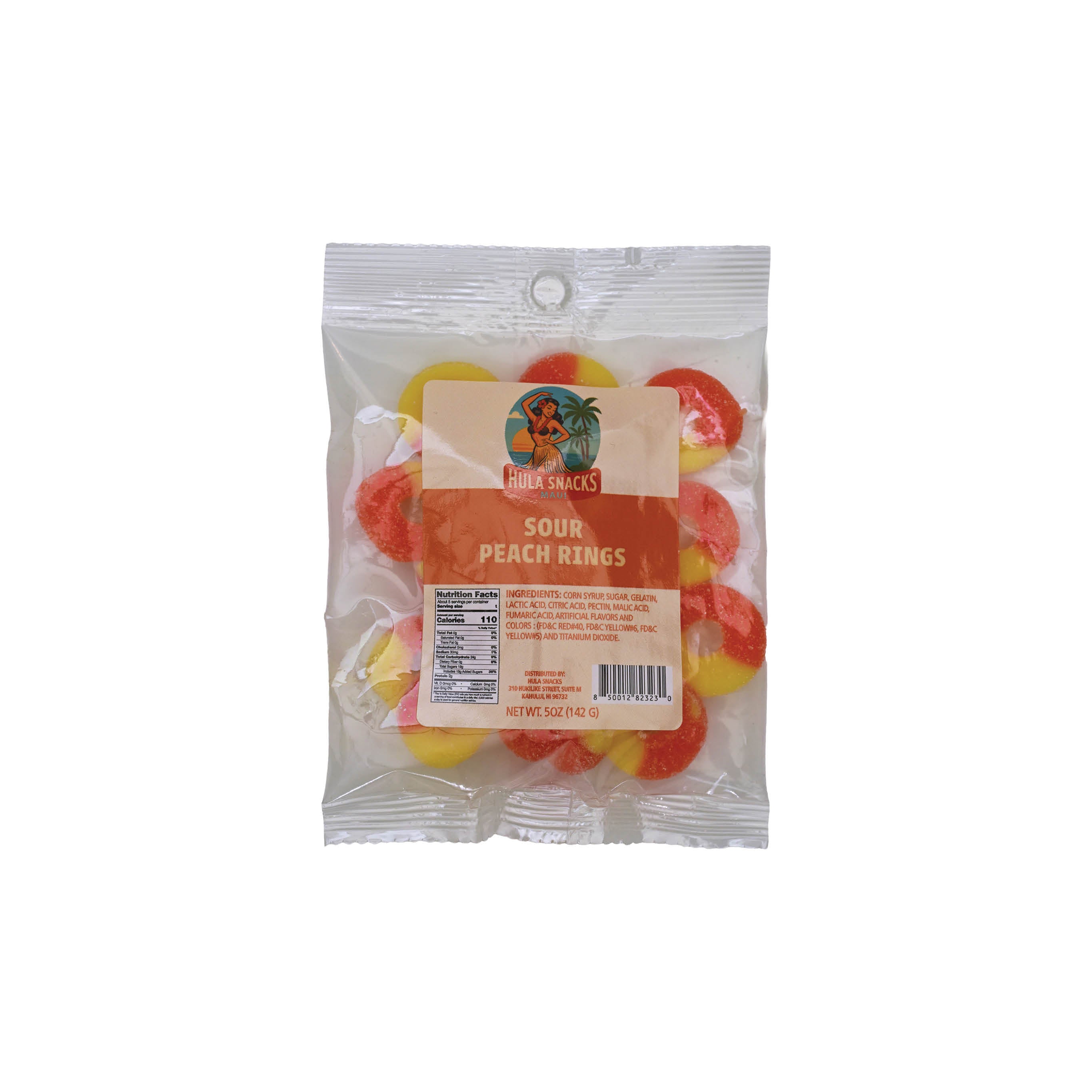 Hula Snacks - Sour Peach Rings - 5 oz